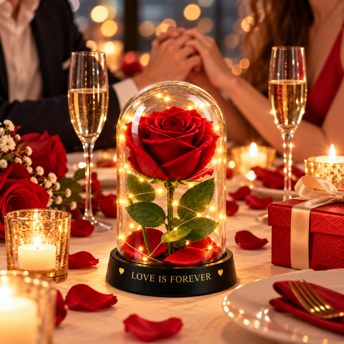 Rosa Rossa in Cupola con Luce LED – Idea Regalo Romantica