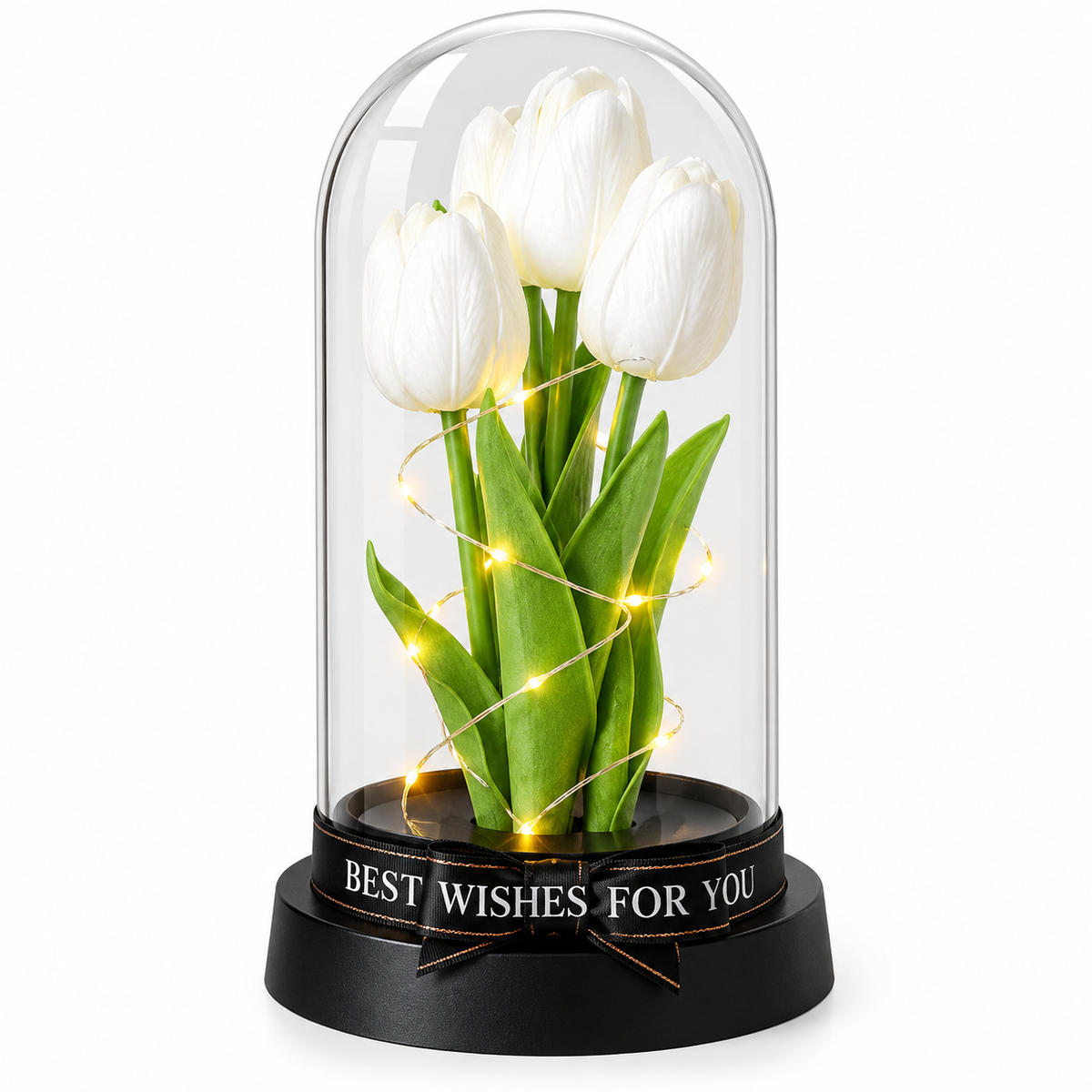 Tulipani Bianchi e Rossi con Luci LED sotto Cupola – Idea Regalo Romantica | Energy Group