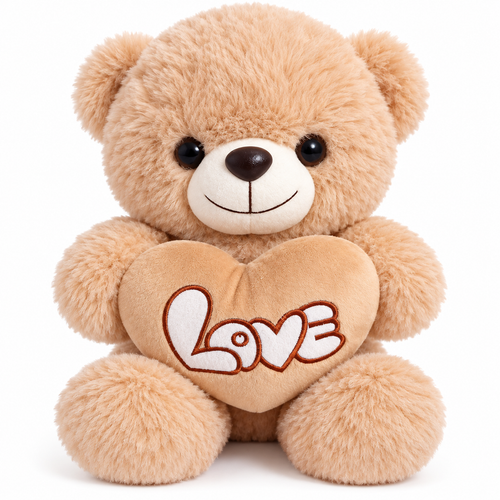 Orsetto di Peluche Energy Group con Cuore LOVE – 23 cm da Seduto – 2 Colori Disponibili (Beige e Rosa) – Morbido Teddy Bear – Idea Regalo per Compleanno e San Valentino