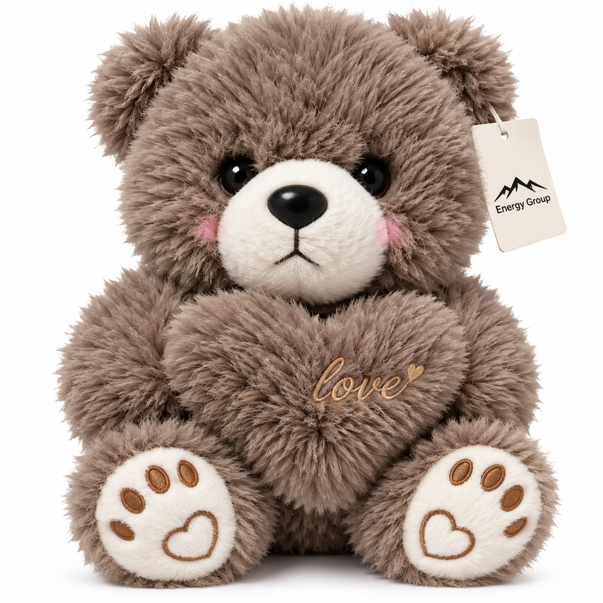 ENERGY GROUP – Orsetto di Peluche Grigio con Cuore – 22 cm – Regalo Romantico