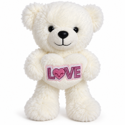 ENERGY GROUP – Orsetto di Peluche Bianco con Cuore LOVE – 30 cm – Regalo Romantico