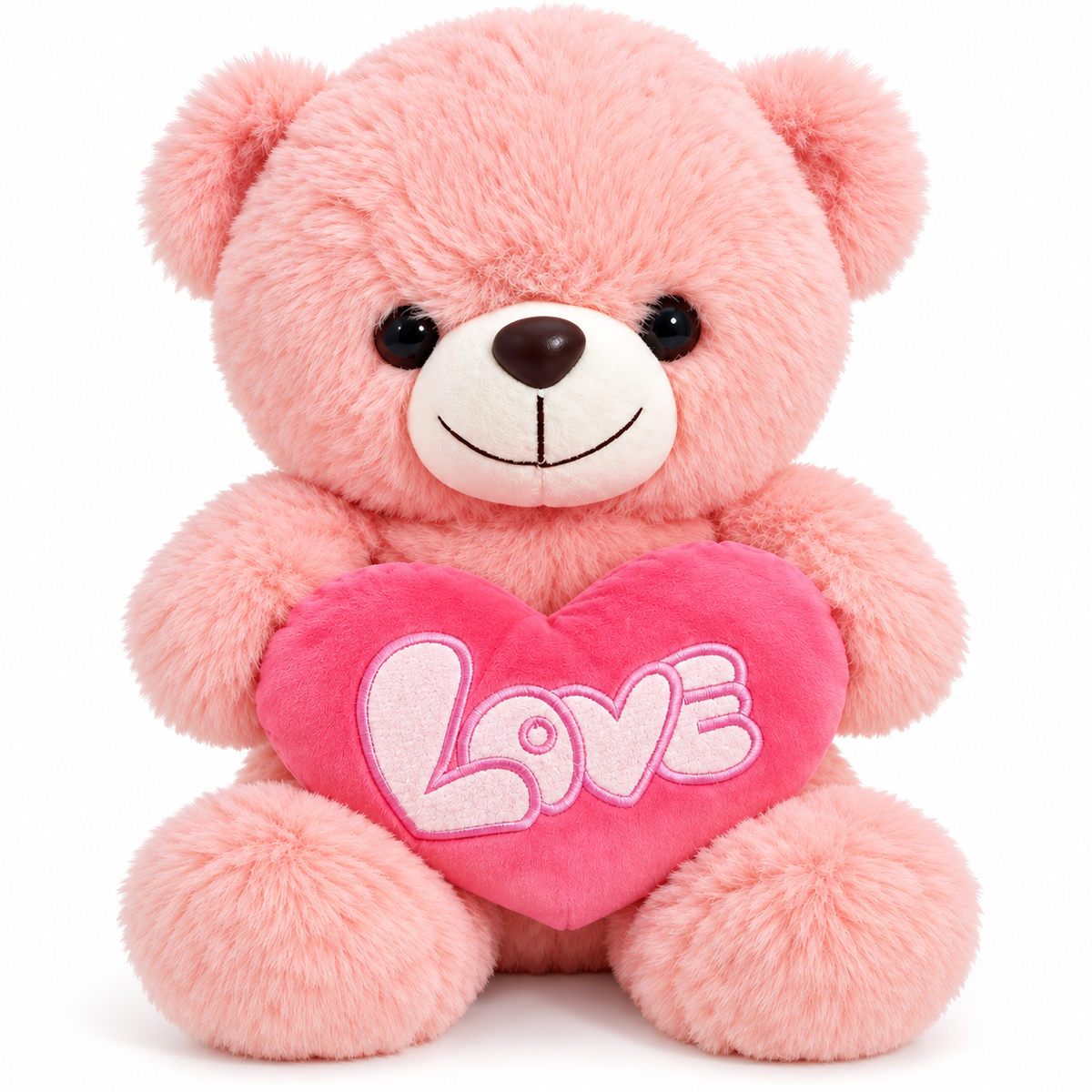 Orsetto di Peluche Energy Group con Cuore LOVE – 23 cm da Seduto – 2 Colori Disponibili (Beige e Rosa) – Morbido Teddy Bear – Idea Regalo per Compleanno e San Valentino