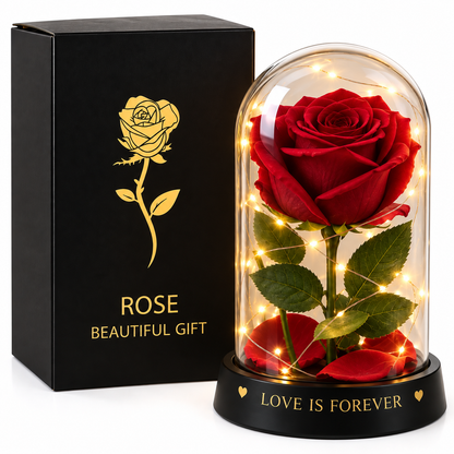 Rosa Rossa in Cupola con Luce LED – Idea Regalo Romantica